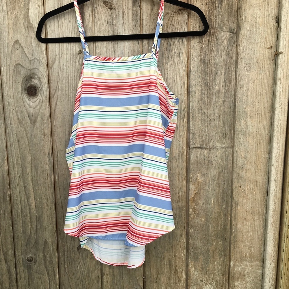 Faded Glory Striped Sleeveless Spaghetti Strap Tank Top Medium - Picture 6 of 7